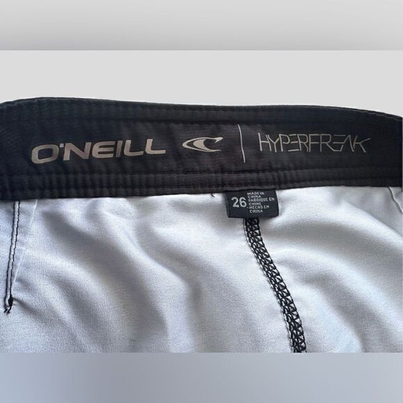 O’Neill Big Boys 26 Waist Striped Unlined Board Shorts Blue Blue Gray Black - Picture 9 of 12